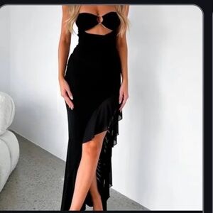 White Fox Black Strapless Maxi Dress